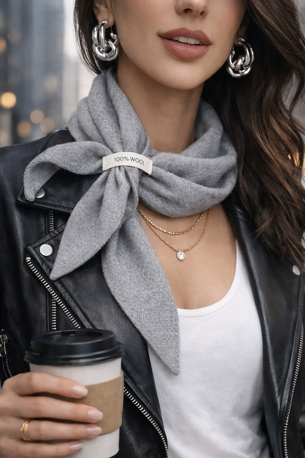 WOOL ONE – Dreieckstuch aus 100 % Wolle Farbe Grau