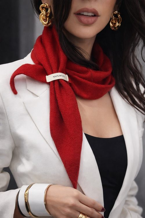 WOOL ONE – Dreieckstuch aus 100 % Wolle Farbe Rot